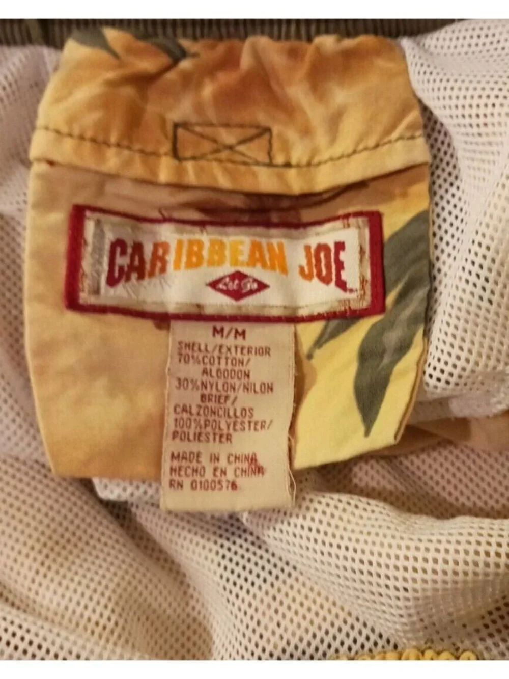 Caribbean Joe Men’s Swim Trunks Shorts Size M Drawstring Pockets Floral #B2